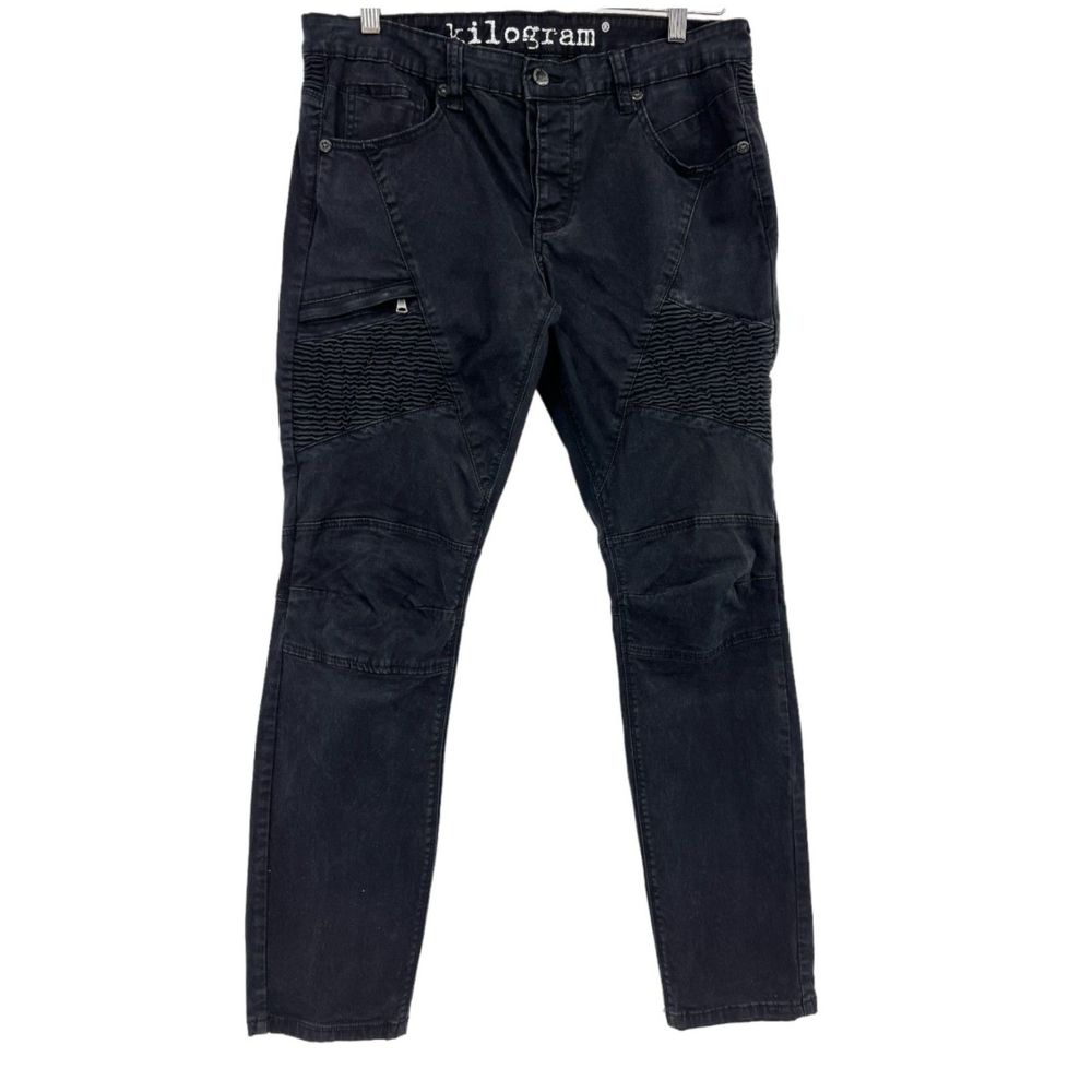 Mens Size 38 Black Jeans Kilogram Biker Pants
